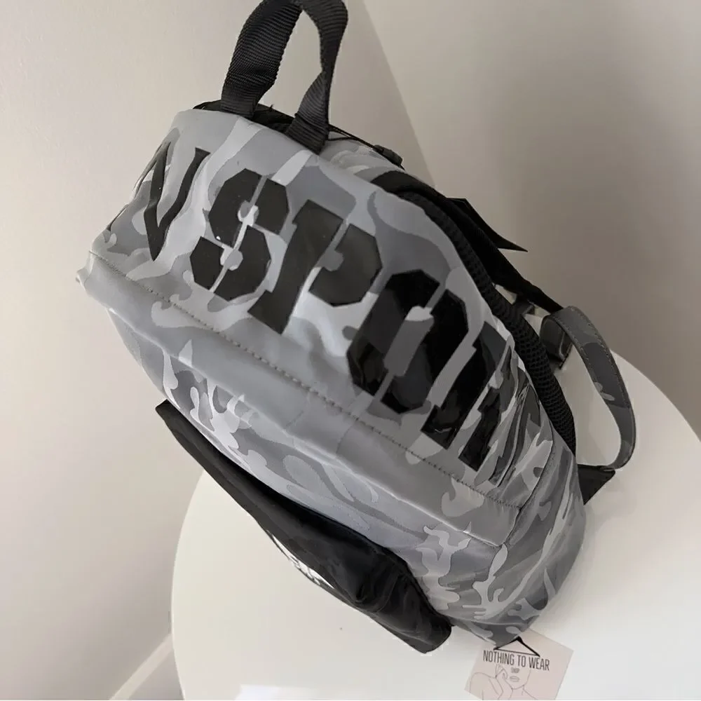 PHILIPP PLEIN SPORT Backpack Camo Grey Logo Camouflage Designer